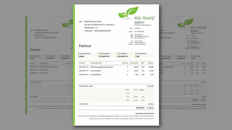 Start direct met factureren Download link voor gratis btw factuur