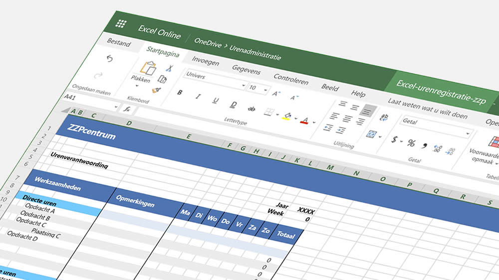 Gratis sjabloon voor urenregistratie in Excel Online
