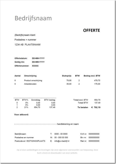 Word offerte maken Download gratis 5 offerte voorbeelden